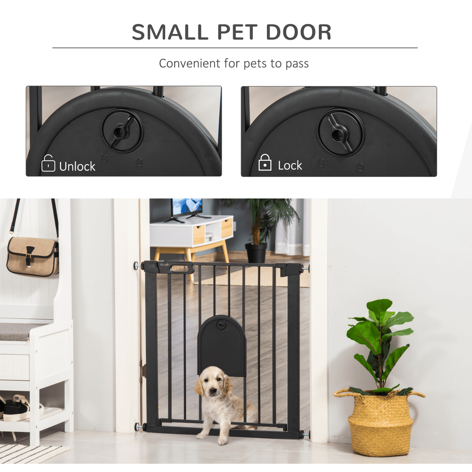 Dog gate orders with cat hole