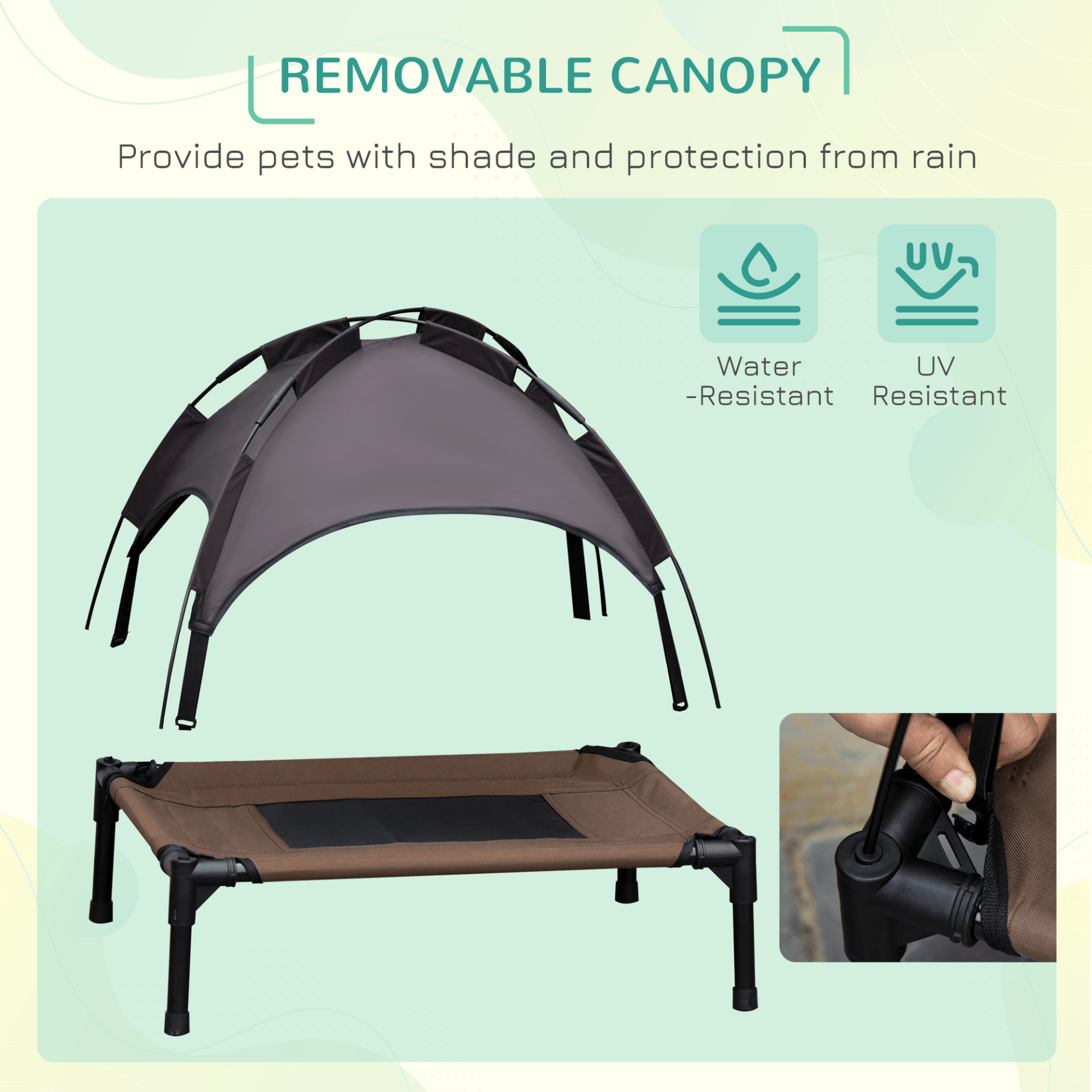 PawHut Raised Dog Bed with Canopy Coffee, For Medium Dogs - My Store