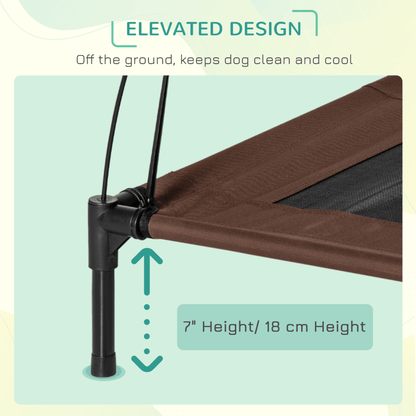 PawHut Raised Dog Bed with Canopy Coffee, For Medium Dogs - My Store