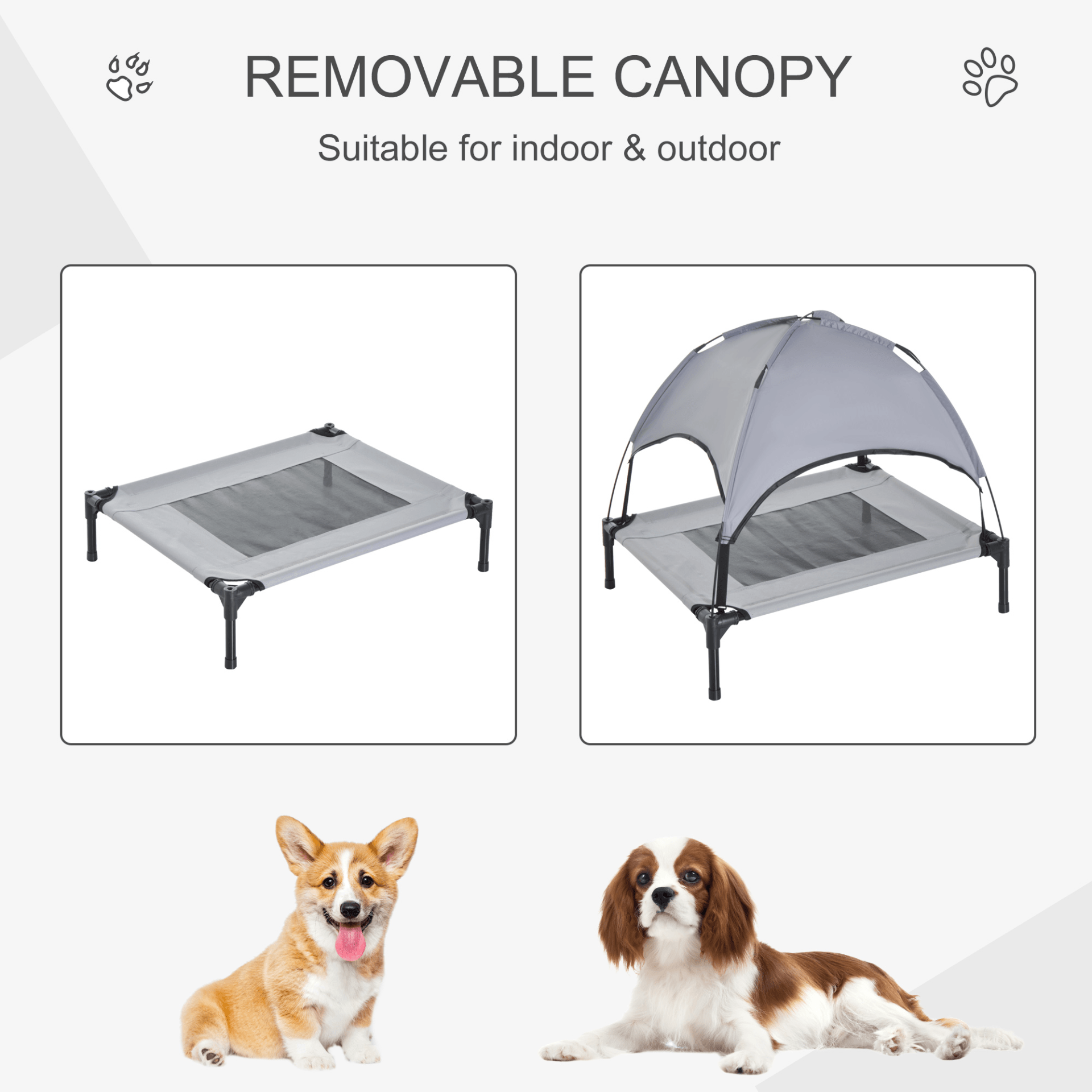 PawHut Elevated Dog Bed with Canopy Gray | Medium Dogs