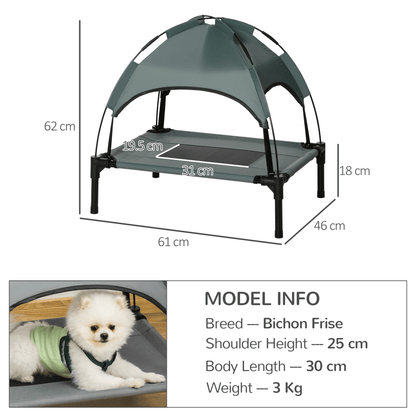 PawHut Elevated Dog Bed with Canopy Gray | Small Dogs