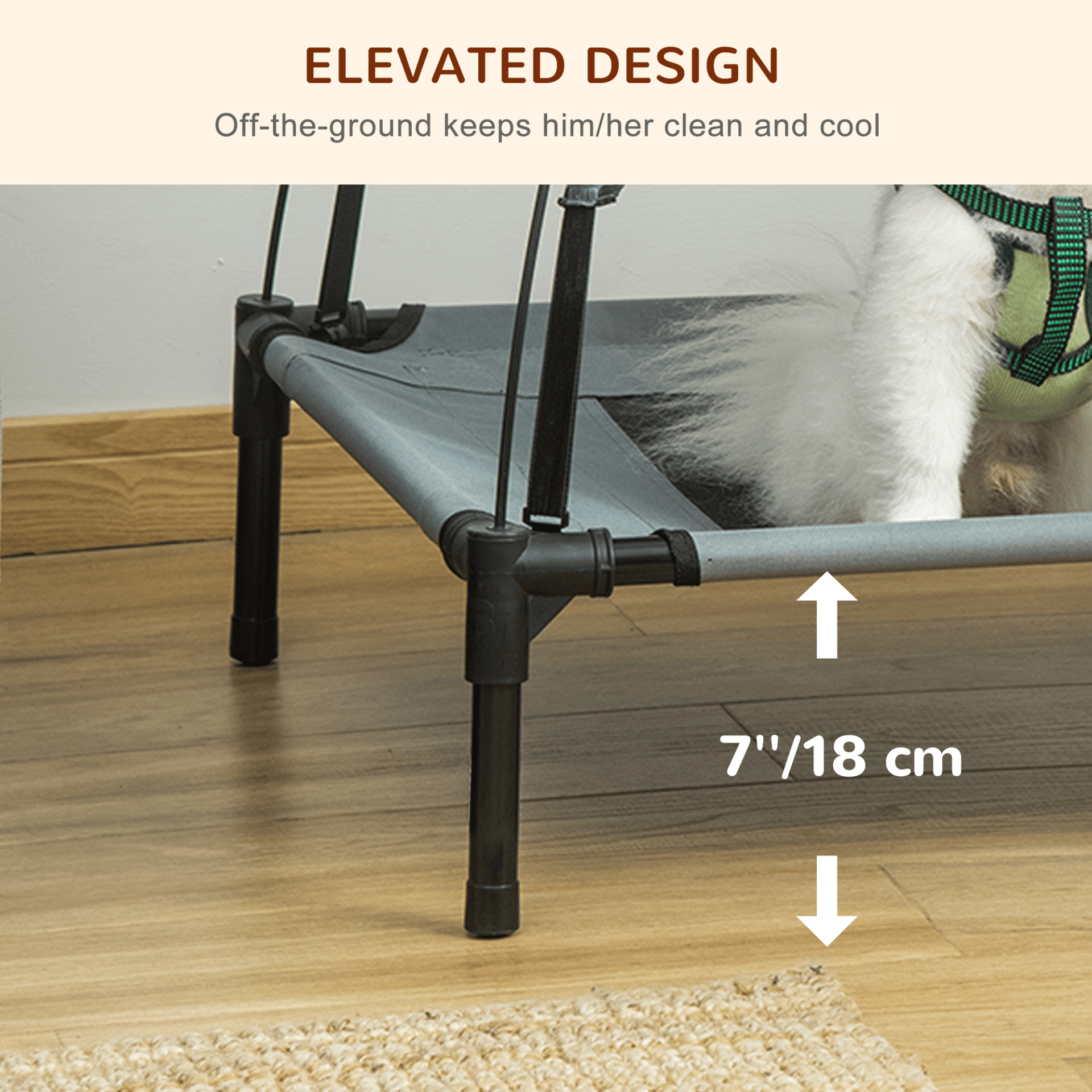 PawHut Elevated Dog Bed with Canopy Grey | Small Dogs - FluffePet