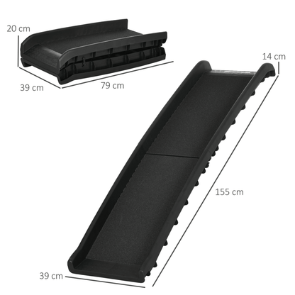 PawHut Foldable Pet Ramp Dog Car Ramp for SUVs, Cars w/ Removable Non-Slip Cover - Black