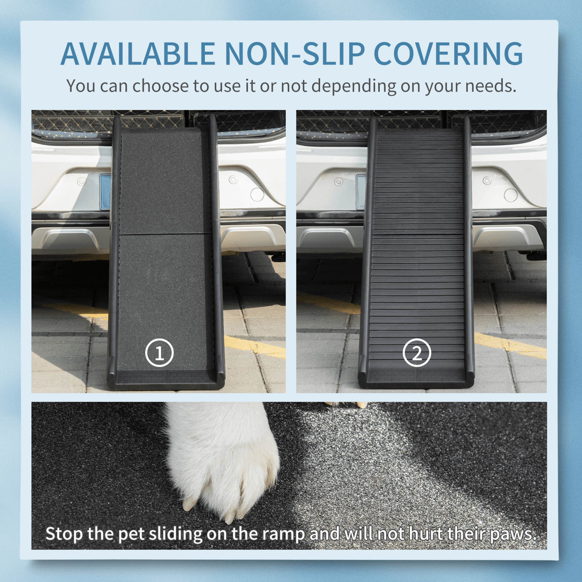 PawHut Foldable Pet Ramp Dog Car Ramp for SUVs, Cars w/ Removable Non-Slip Cover - Black