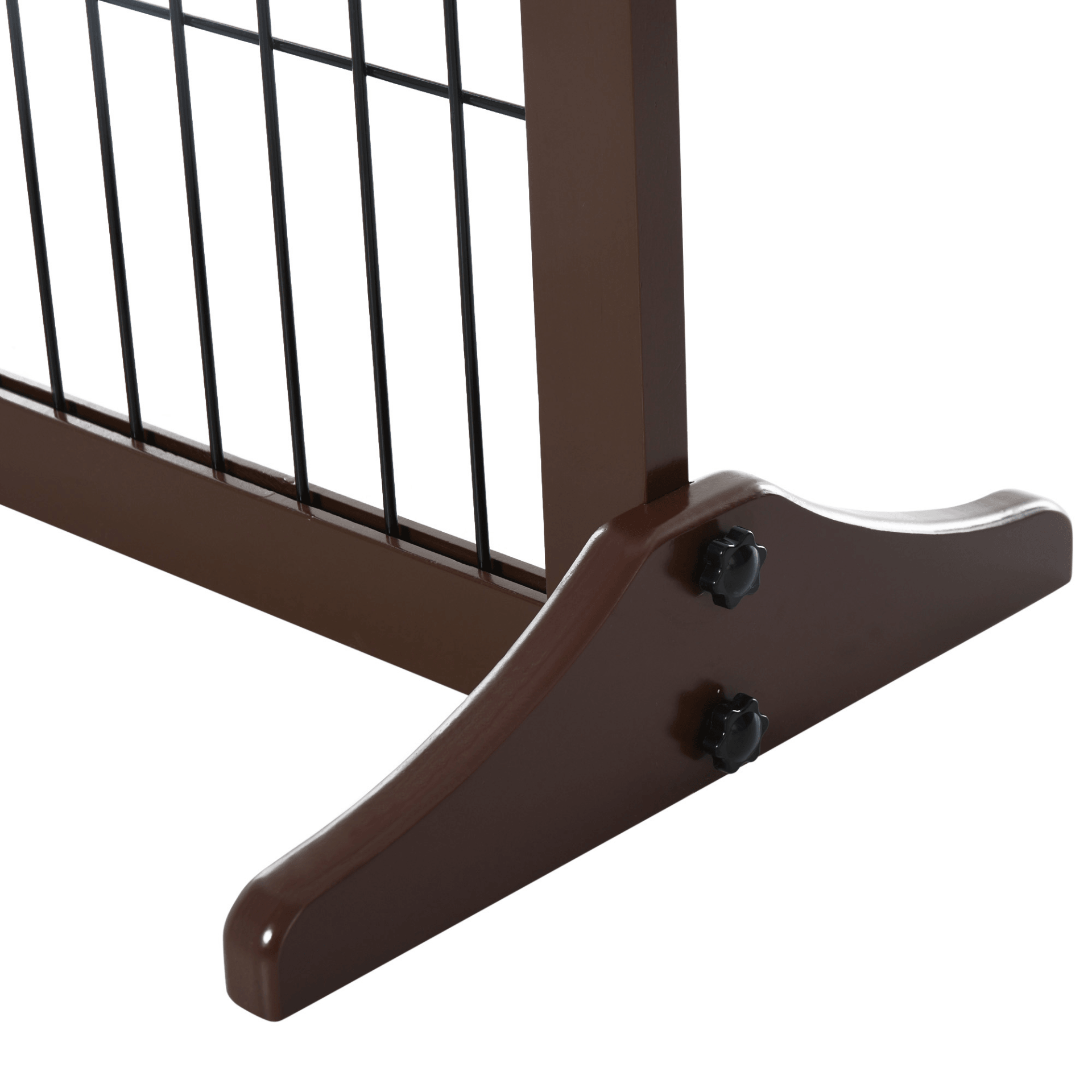 PawHut Freestanding Dog Gate - 3 Panel Safety Pet Barrier Foldable with Support Feet | Brown 185L x 36W x 71H cm - FluffePet