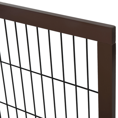 PawHut Freestanding Dog Gate - 3 Panel Safety Pet Barrier Foldable with Support Feet | Brown 185L x 36W x 71H cm - FluffePet