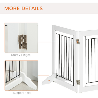 PawHut Freestanding Foldable Pet Gate - Small Dogs | White 154L x 30.5W x 61H cm