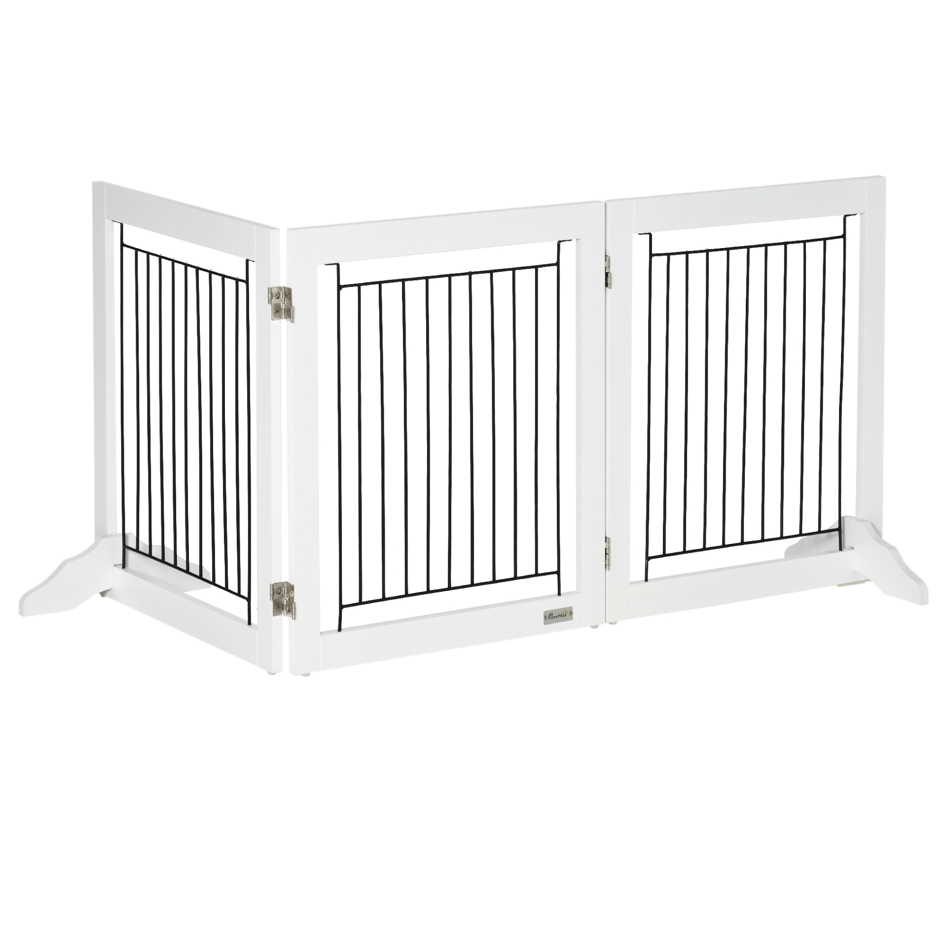 PawHut Freestanding Foldable Pet Gate - Small Dogs | White 154L x 30.5W x 61H cm