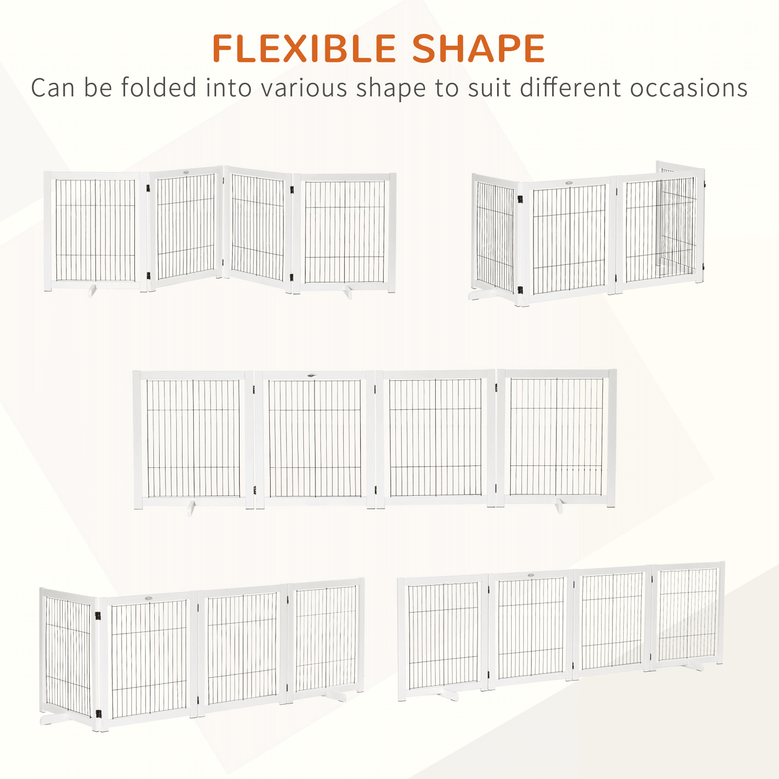 PawHut Freestanding Pet Gate - Foldable with Support Feet | White 264L x 35.5W x 77H cm - FluffePet