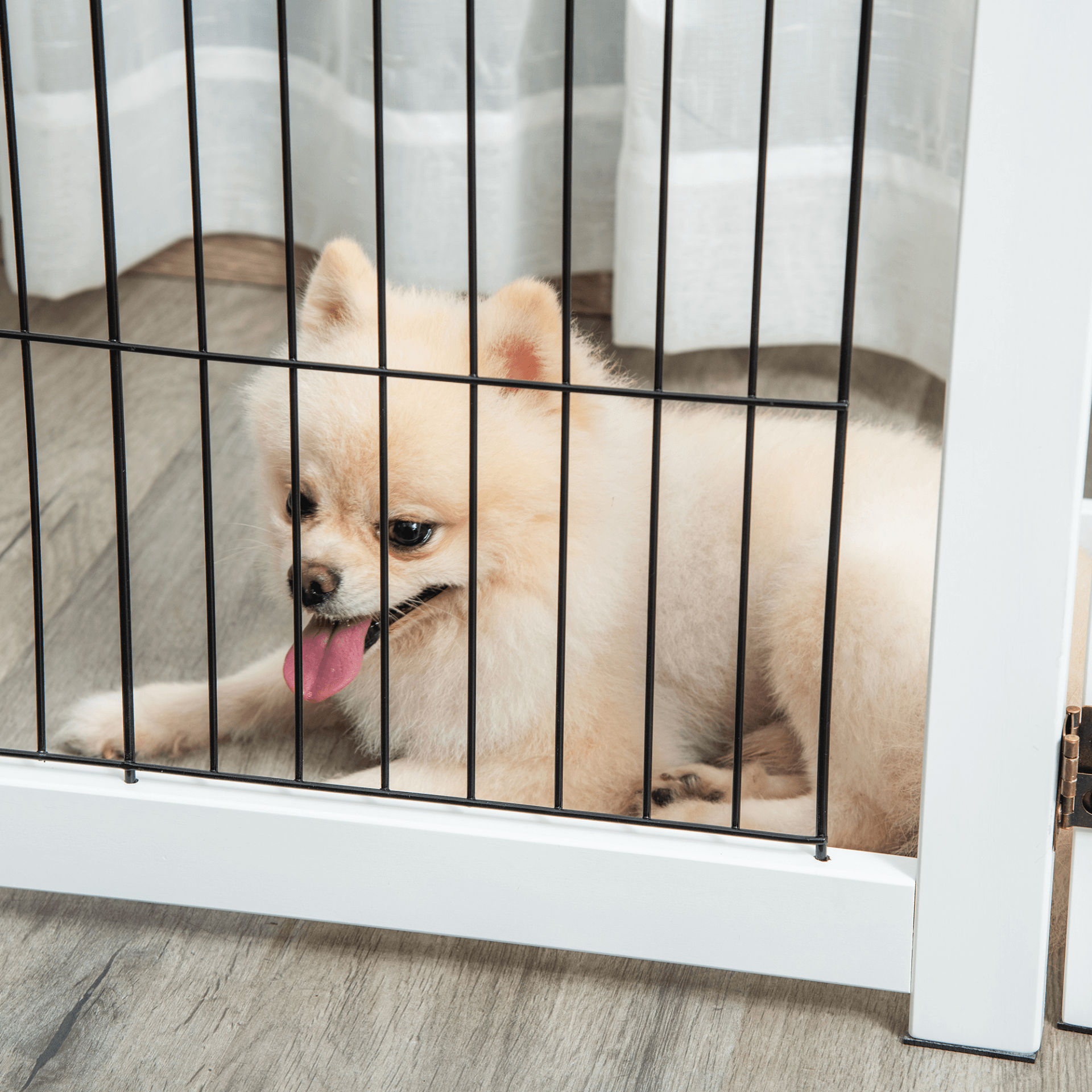 PawHut Freestanding Pet Gate - Foldable with Support Feet | White 264L x 35.5W x 77H cm - FluffePet