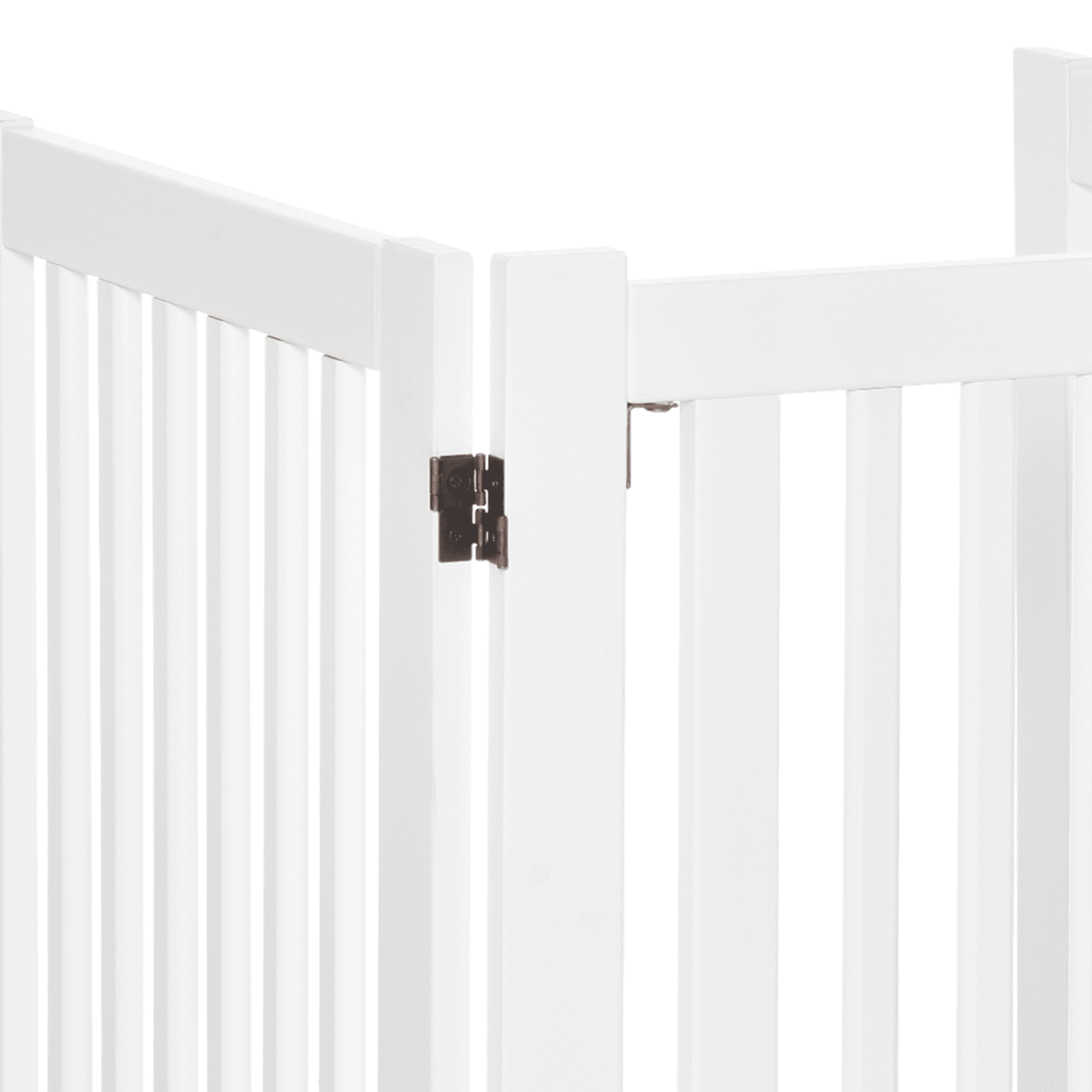 PawHut Freestanding w/ Latch Support Feet Dog Gate Wood | White 76L x 155W x 35.5H cm - FluffePet