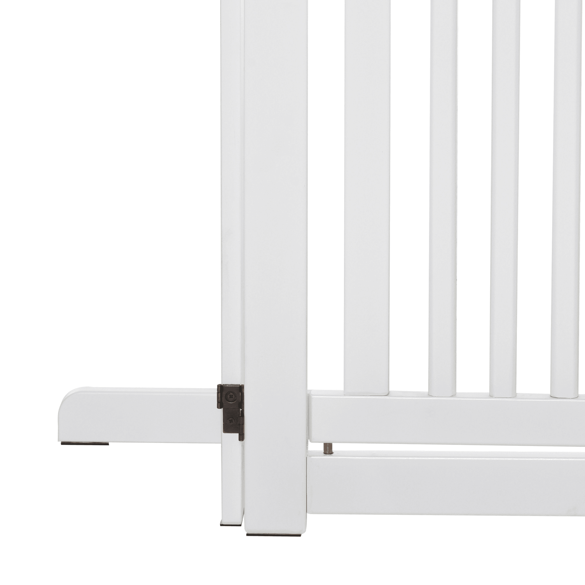 PawHut Freestanding w/ Latch Support Feet Dog Gate Wood | White 76L x 155W x 35.5H cm - FluffePet