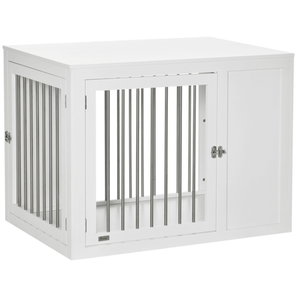 PawHut Furniture Style Dog Crate with Two Doors End Table Pet Cage Kennel with Locks for Medium and Large Dogs White