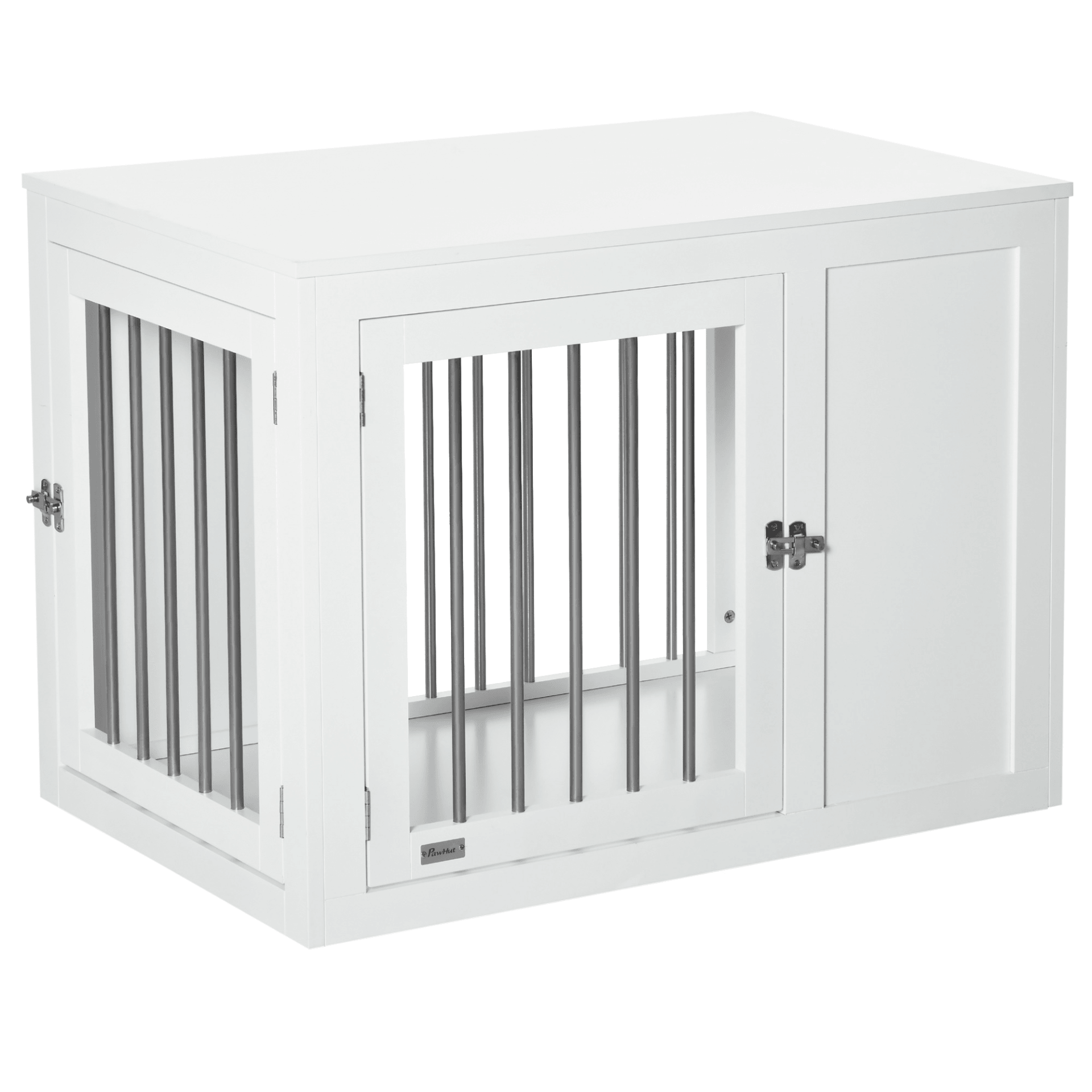 PawHut Furniture Style Dog Crate with Two Doors End Table with Locks for Medium Dogs White