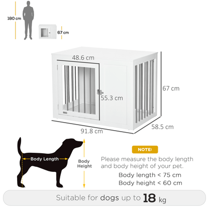 PawHut Furniture Style Dog Crate with Two Doors End Table with Locks for Medium Dogs White