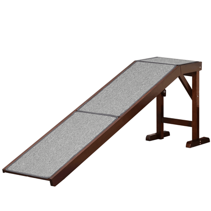 PawHut Pet Ramp for Dogs Cats  Non-Slip Carpet Top Platform | Brown & Grey