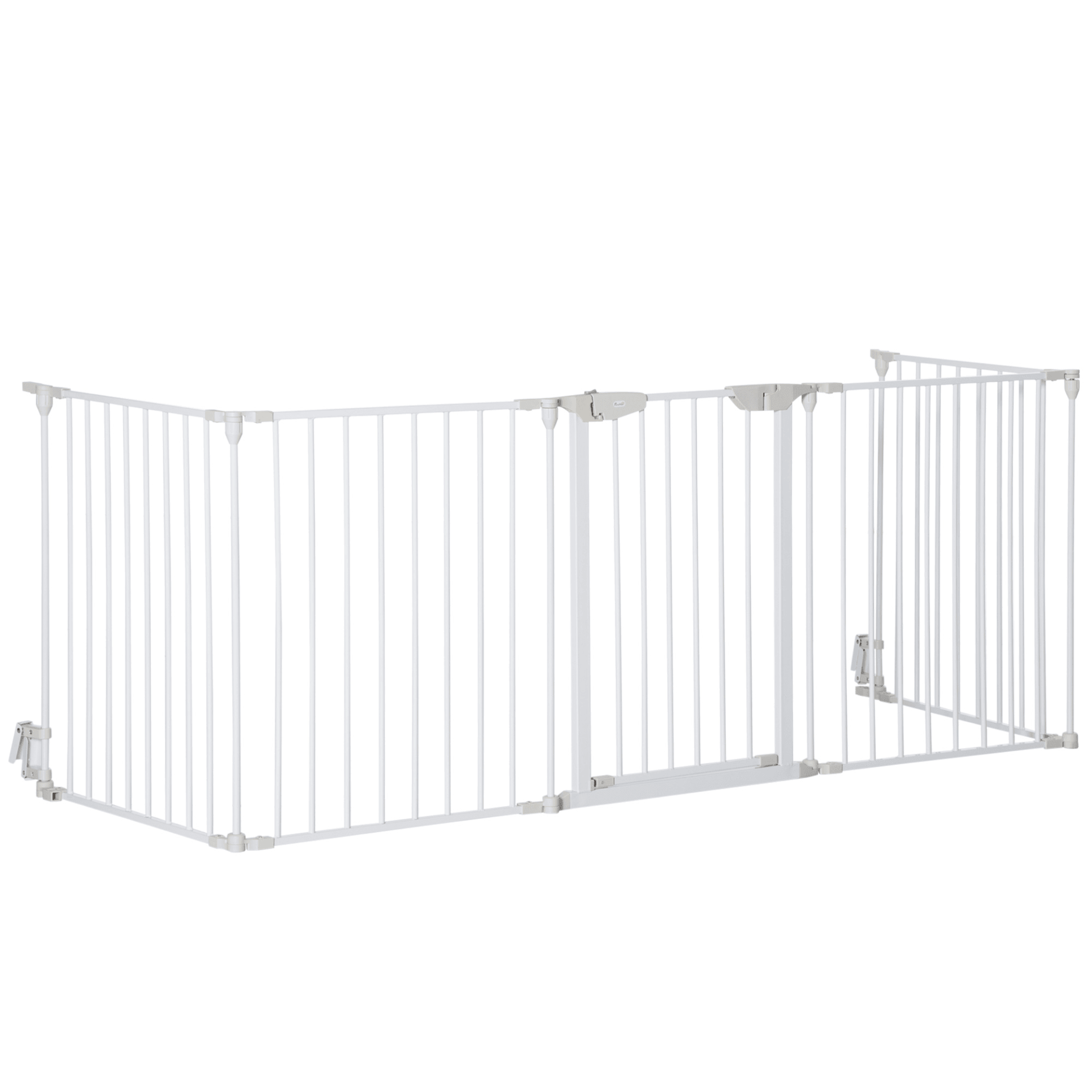 PawHut Pet Safety Gate 5-Panel Playpen Room Divider with Walk Through Door 