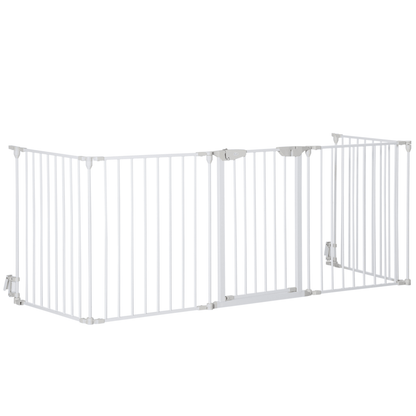 PawHut Pet Safety Gate 5-Panel Playpen Room Divider with Walk Through Door 