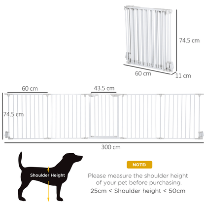 PawHut Pet Safety Gate 5-Panel Playpen Room Divider with Walk Through Door 