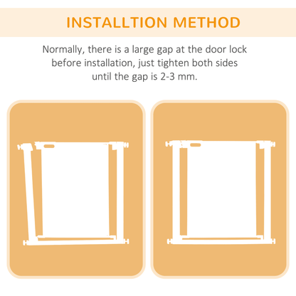 PawHut Pressure Fit Safety Gate for Doorways and Staircases, Dog Gate w/ Auto Closing Door, Pet Barrier for Hallways w/ Double Locking, Openings 75-82 cm - White