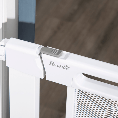 PawHut Pressure Fit Safety Gate for Doorways and Staircases - Auto Closing Door | White 82L x 2W x 76H cm - FluffePet