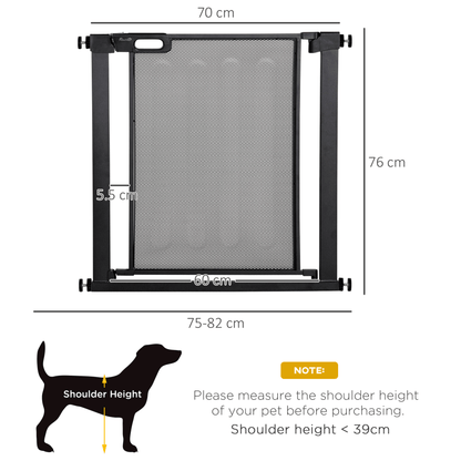 PawHut Pressure Fit Safety Gate with Auto Closing Door with Double Locking Black 76H x 75-82W cm