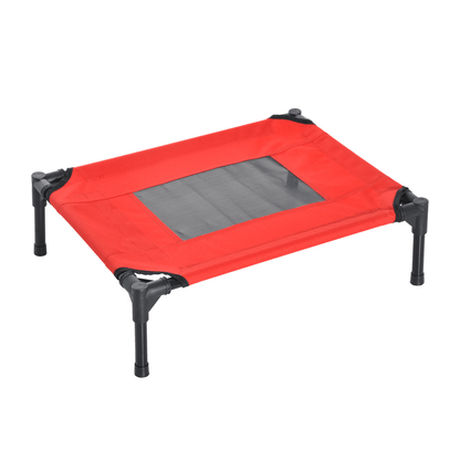 PawHut Raised Dog Bed Cooling Elevated Pet Cot with Breathable Mesh for Indoor Outdoor Red  | Small 