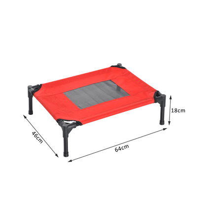 PawHut Raised Dog Bed Cooling Elevated Pet Cot with Breathable Mesh for Indoor Outdoor Red  | Small 