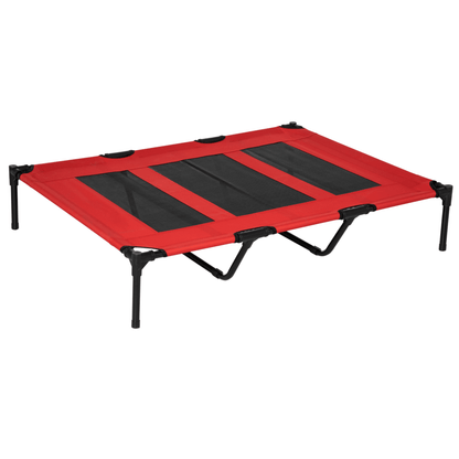 PawHut Raised Dog Bed Cooling Elevated Pet Cot with Breathable Mesh for Indoor Outdoor Red | XX Large