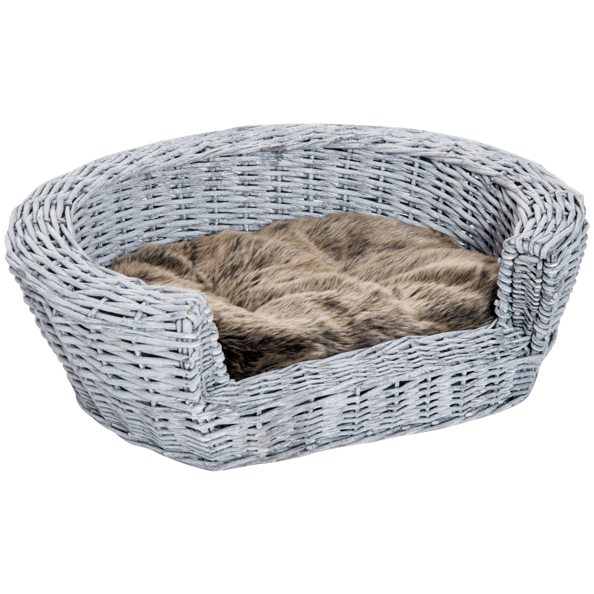 PawHut Wicker Pet Bed Willow Dog Cat Sofa Couch Puppy Basket with Cushion