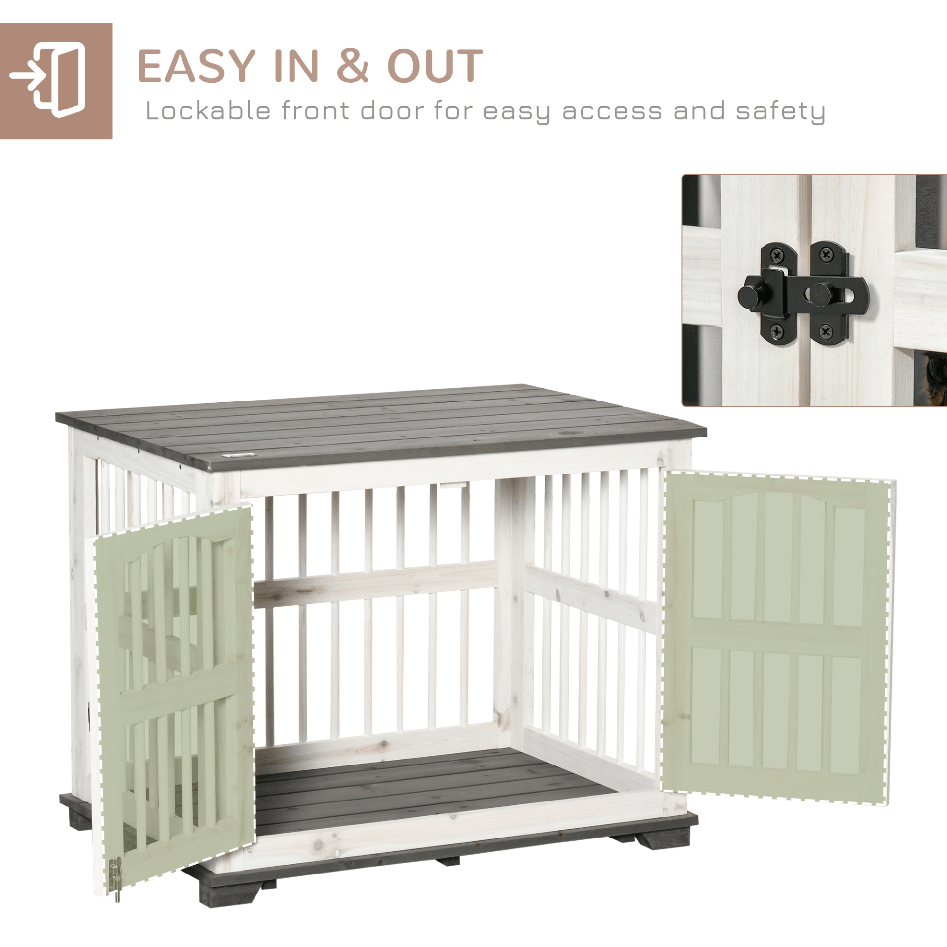 PawHut Wooden Dog Crate Furniture End Table White