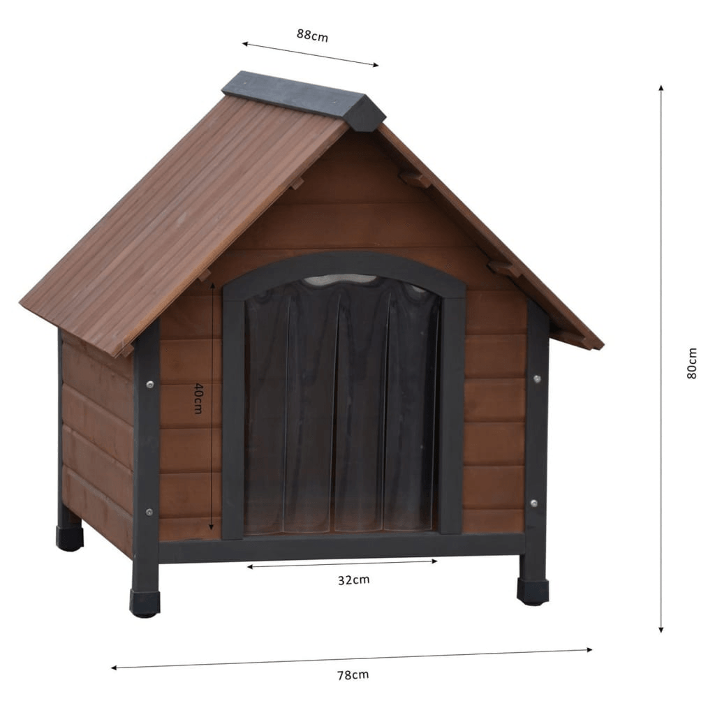 @Pet Dog House with Plastic Flaps Rustique Brown 88x78x80 cm