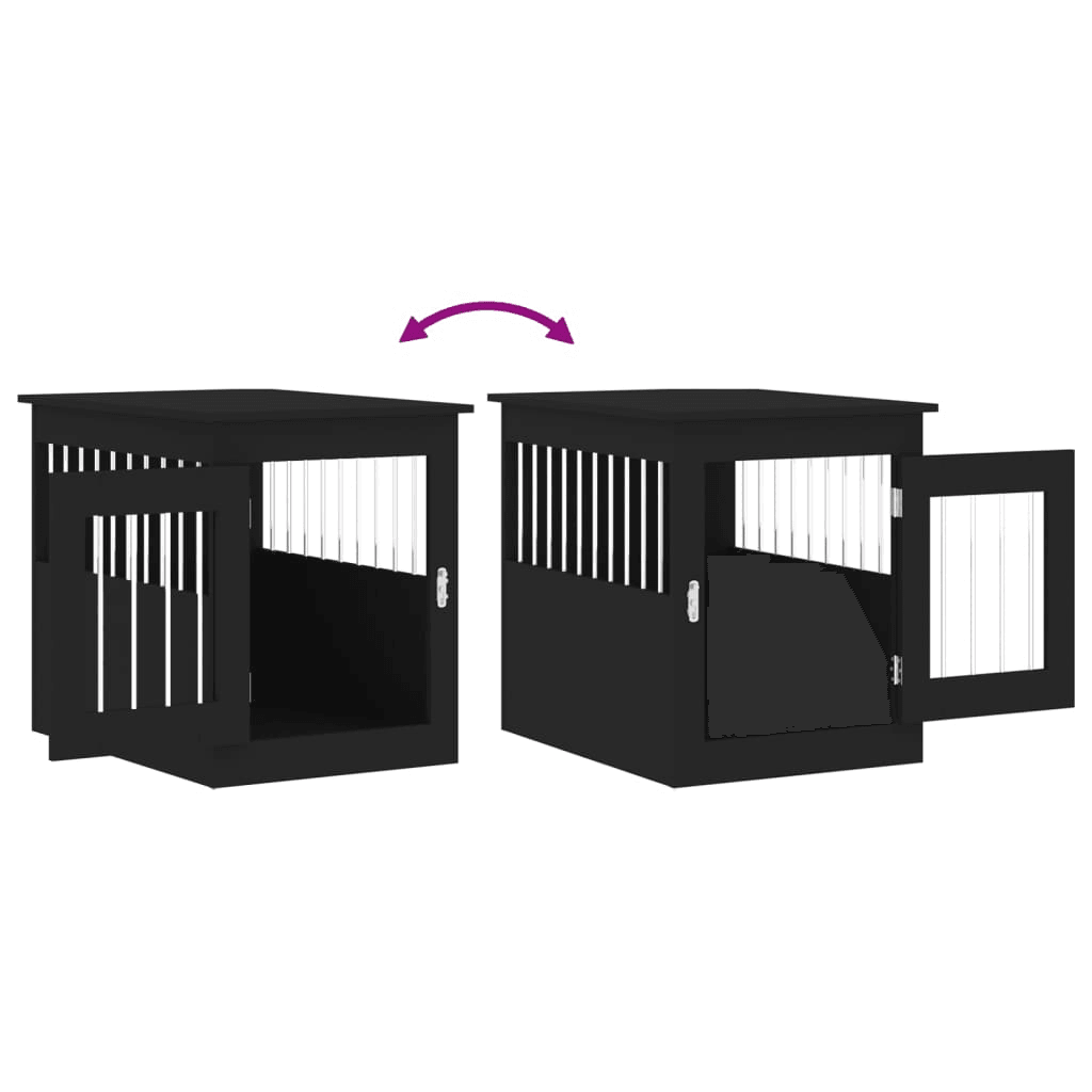 VidaXL Dog Crate Furniture | Black 55x75x65 cm - FluffePet