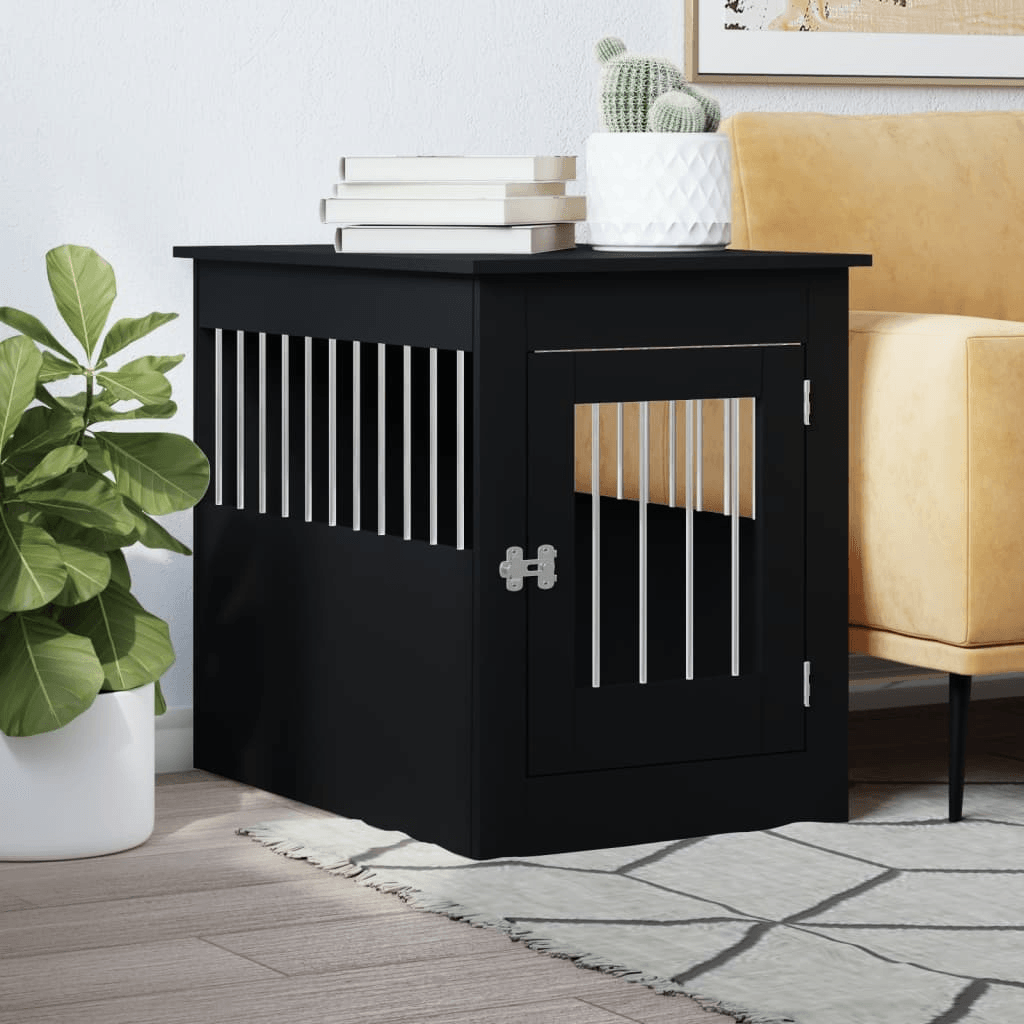 vidaXL Dog Crate Furniture Black 55x80x68 cm