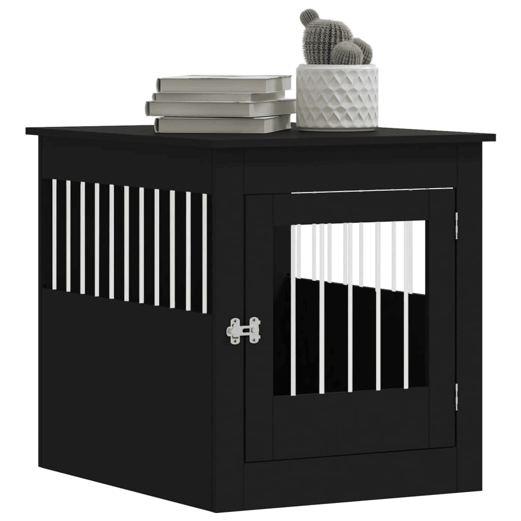 vidaXL Dog Crate Furniture Black 64.5x80x71 cm