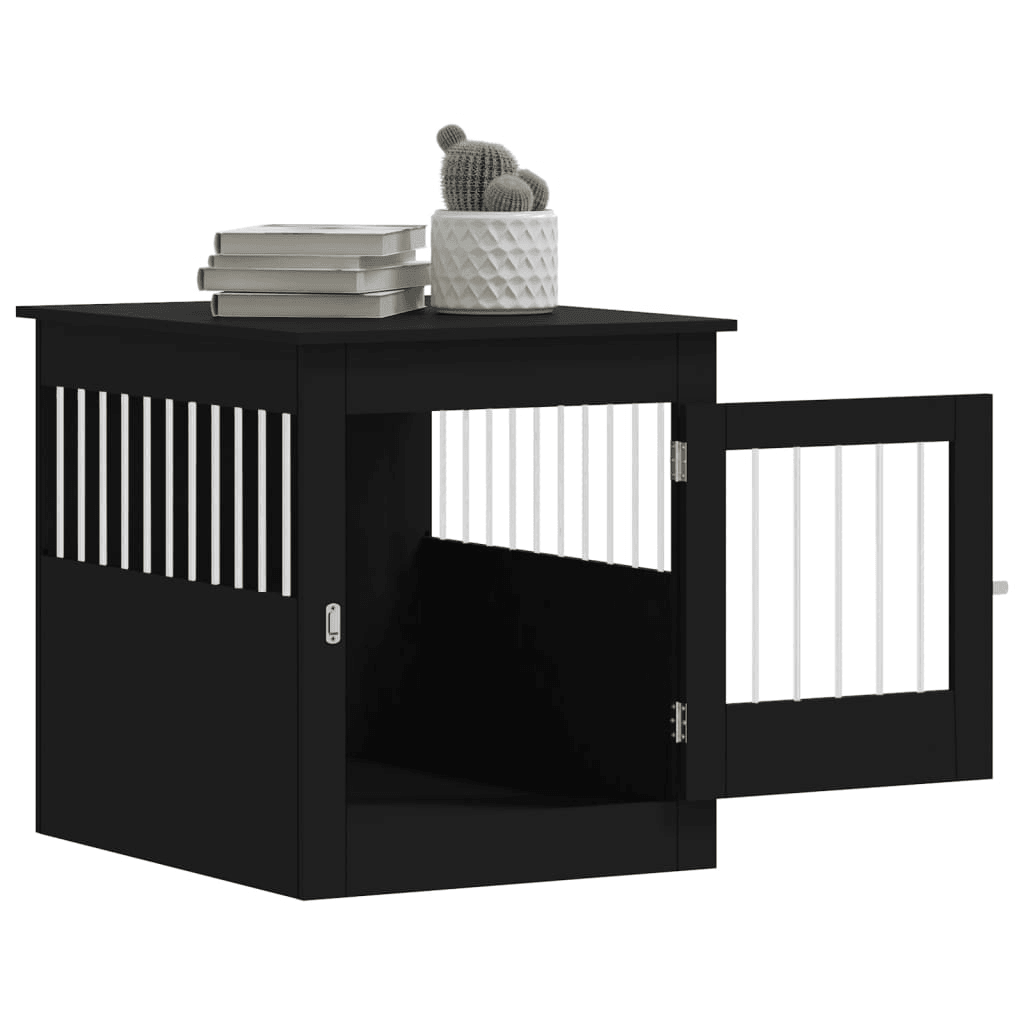 vidaXL Dog Crate Furniture Black 64.5x80x71 cm