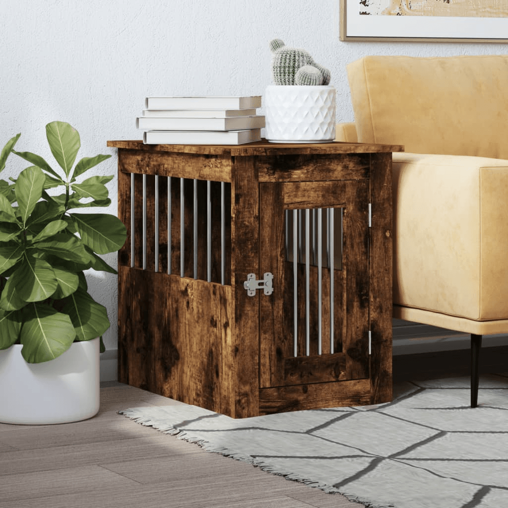 vidaXL Dog Crate Furniture Smoked Oak 45x62x59 cm