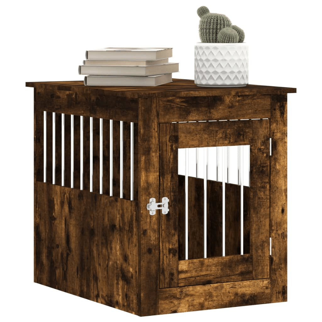 vidaXL Dog Crate Furniture Smoked Oak 55x75x65 cm 