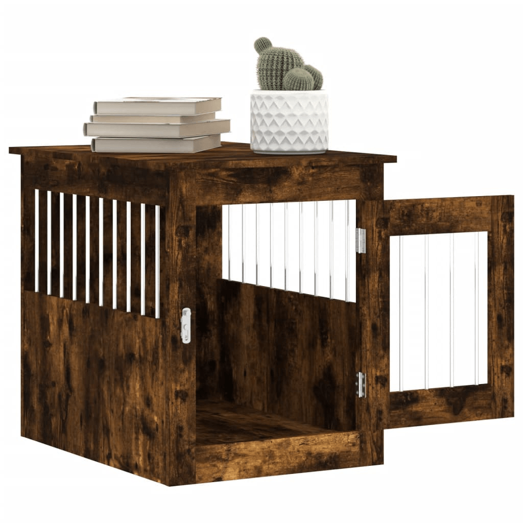 vidaXL Dog Crate Furniture Smoked Oak 55x75x65 cm 