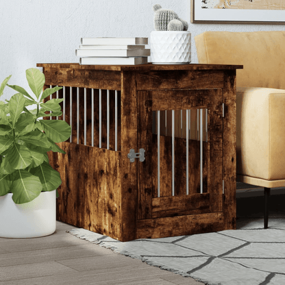 vidaXL Dog Crate Furniture Smoked Oak 55x75x65 cm 