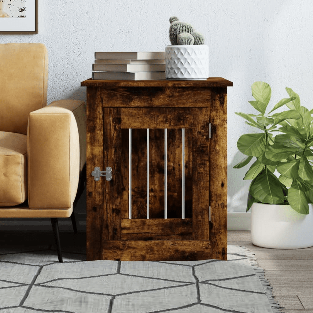 vidaXL Dog Crate Furniture Smoked Oak 55x75x65 cm 