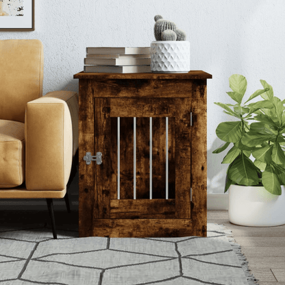 vidaXL Dog Crate Furniture Smoked Oak 55x75x65 cm 