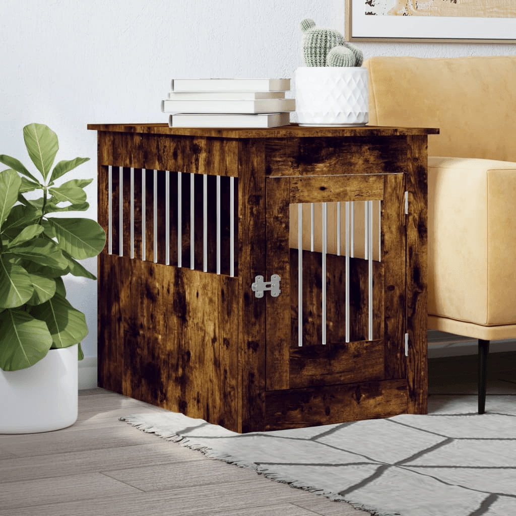 vidaXL Dog Crate Furniture Smoked Oak 55x80x68 cm