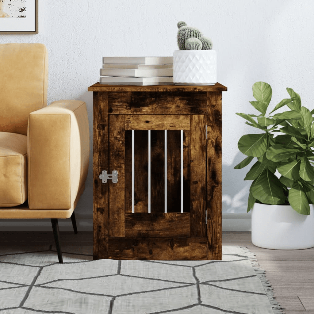 vidaXL Dog Crate Furniture Smoked Oak 55x80x68 cm