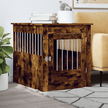 vidaXL Dog Crate Furniture Smoked Oak 64.5x80x71 cm