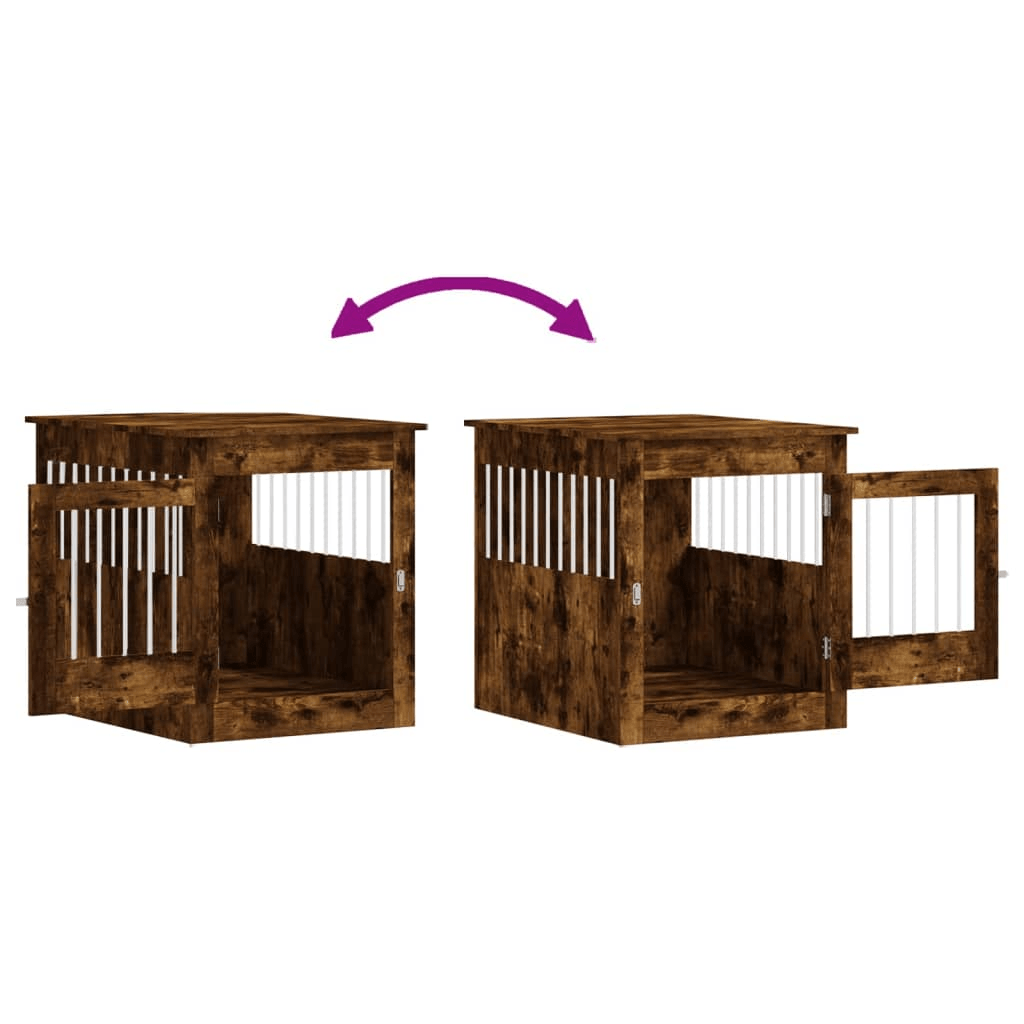 vidaXL Dog Crate Furniture Smoked Oak 64.5x80x71 cm