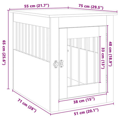 VidaXL Dog Crate Furniture | Sonoma Oak 55x75x65 cm - FluffePet