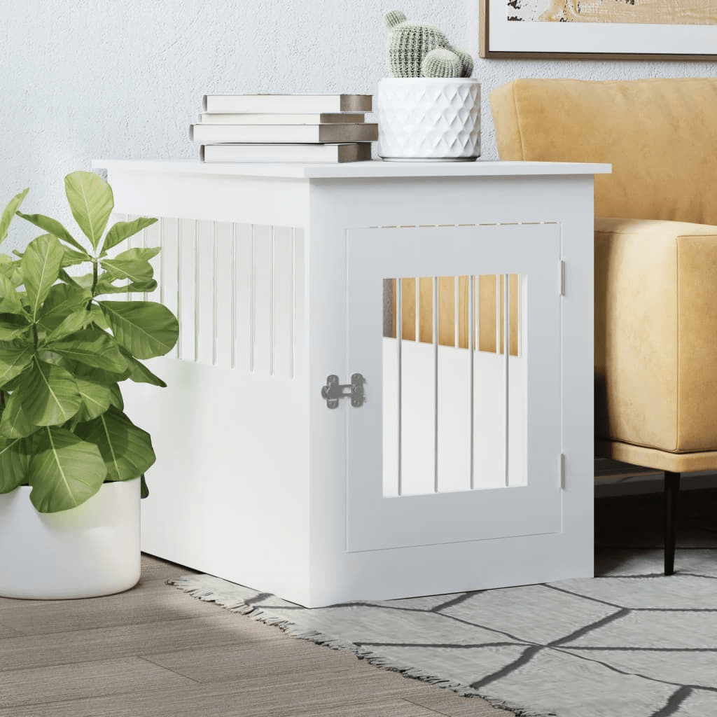 VidaXL Dog Crate Furniture | White 55x75x65 cm - FluffePet