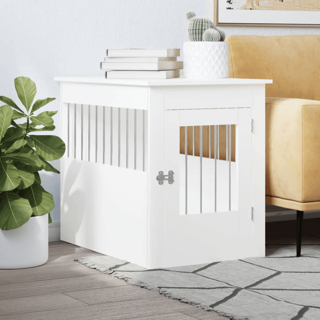 VidaXL Dog Crate Furniture | White 55x80x68 cm - FluffePet