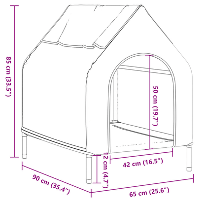 VidaXL Dog House Anthracite | Oxford Fabric and Steel 90 x 65 x 85 cm - FluffePet